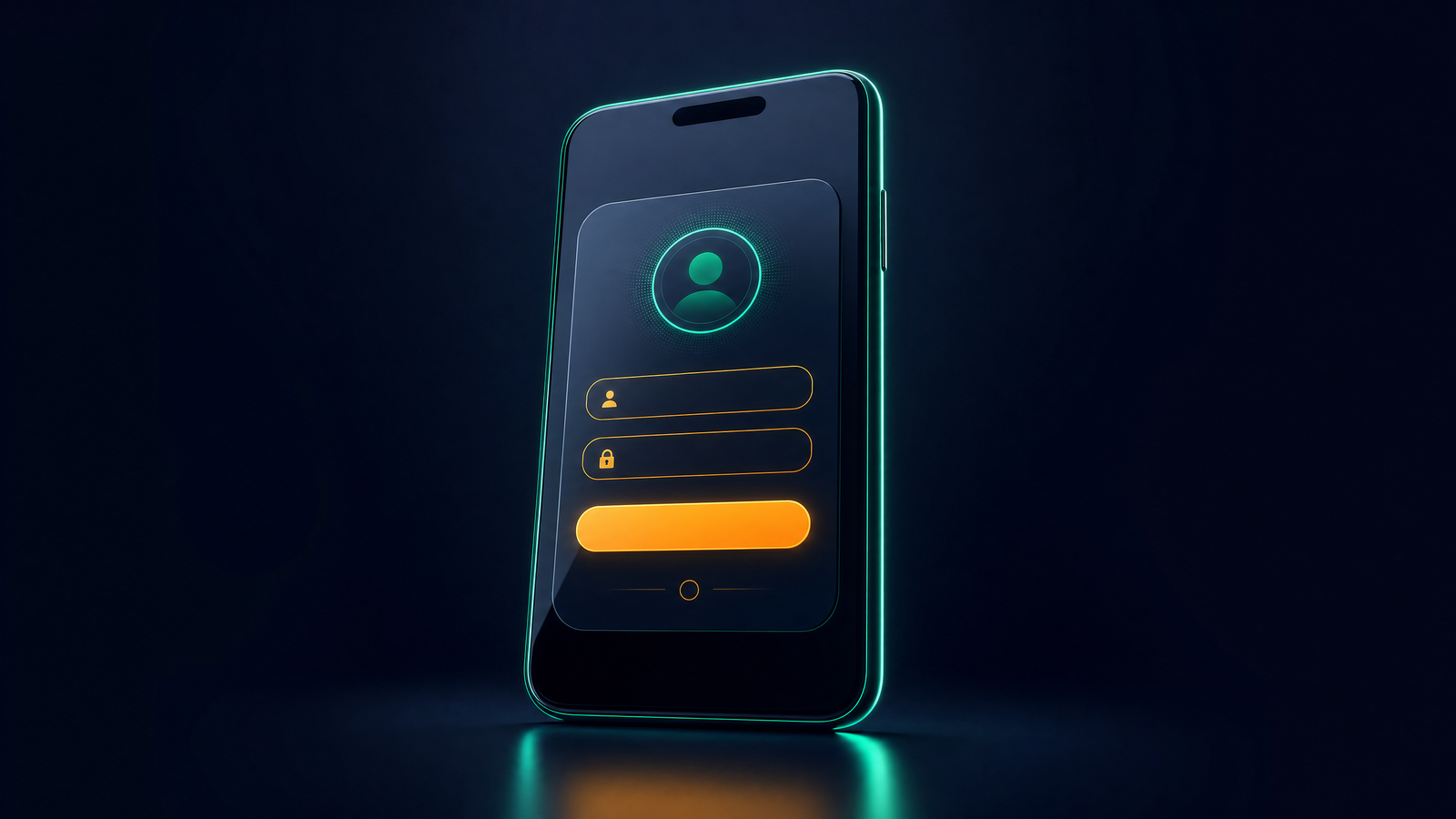 Stylized 3D smartphone displaying a sign-in form for Kinghills casino login