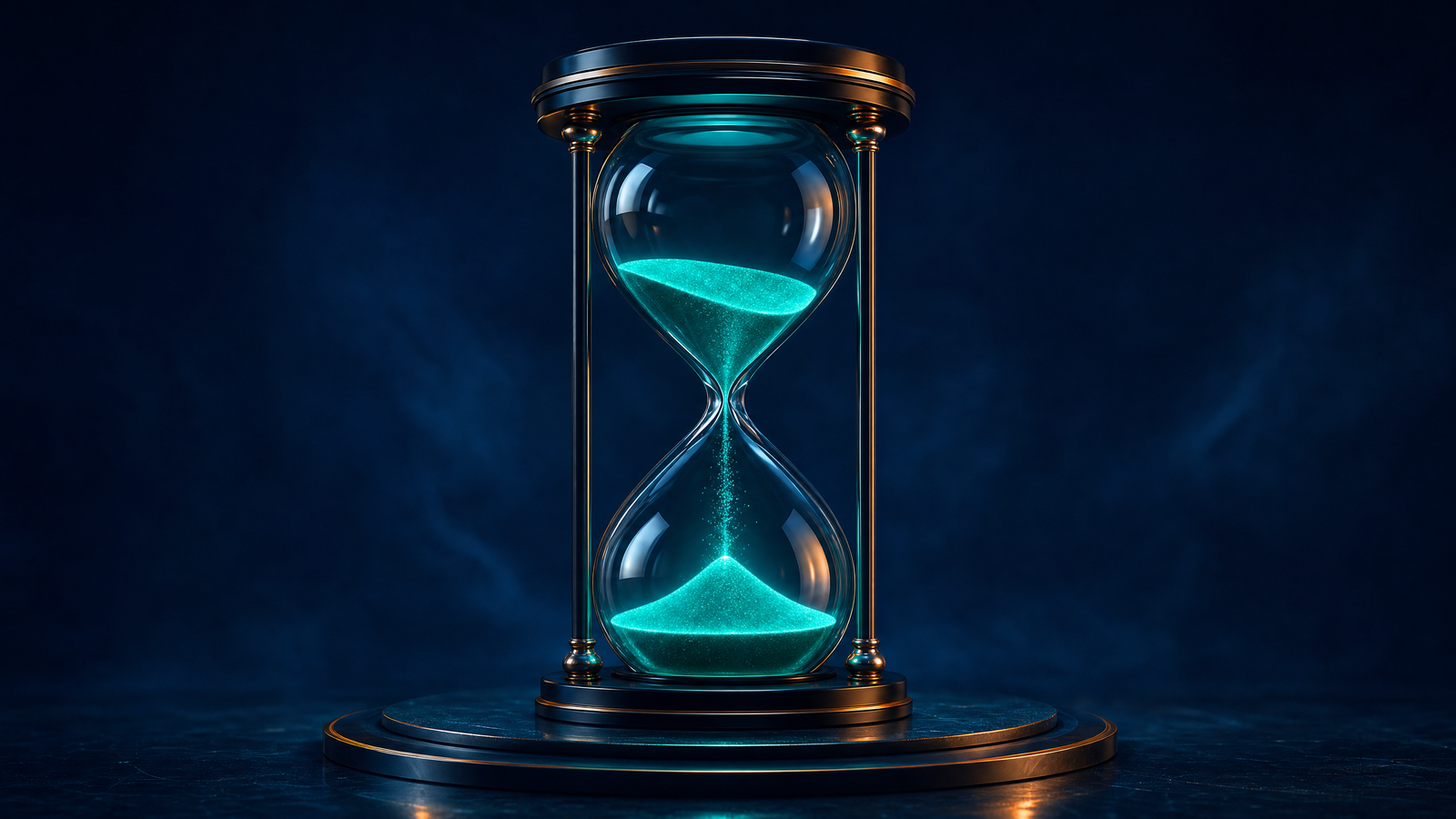 Glossy 3D hourglass symbolising responsible gambling session controls